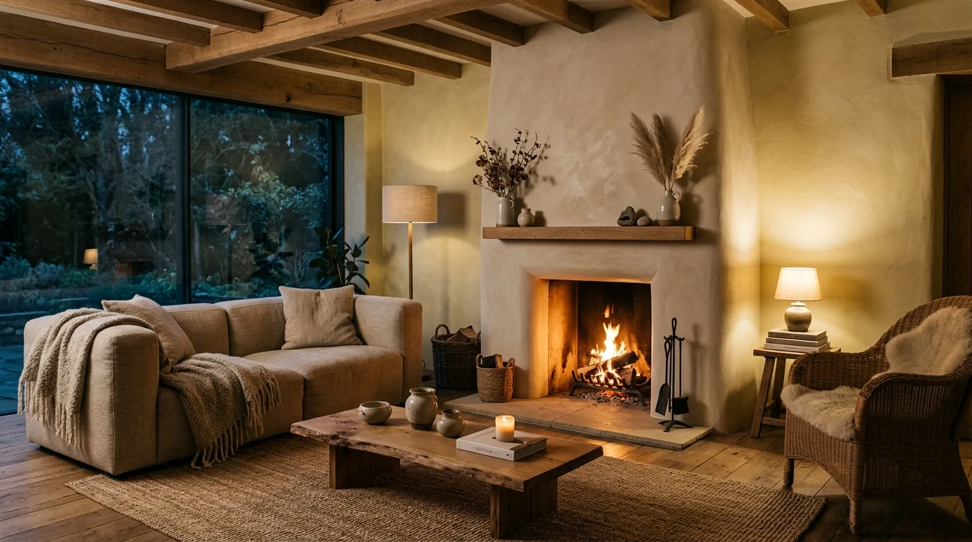 Finish with a fireplace that feels calm and modern inspiration for a plaster fireplace feature wall.